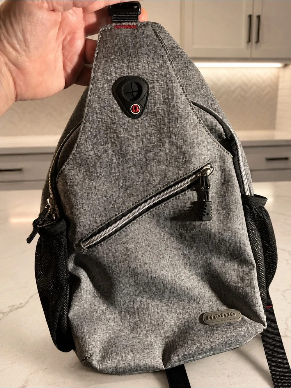 MOSISO Gray Sling Backpack Crossbody Travel Hiking Daypack Anti Theft